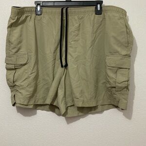 LL Bean Mens Swim Shorts XXL Beige Trunks Chino Pocket Nylon Casual Preppy Beach